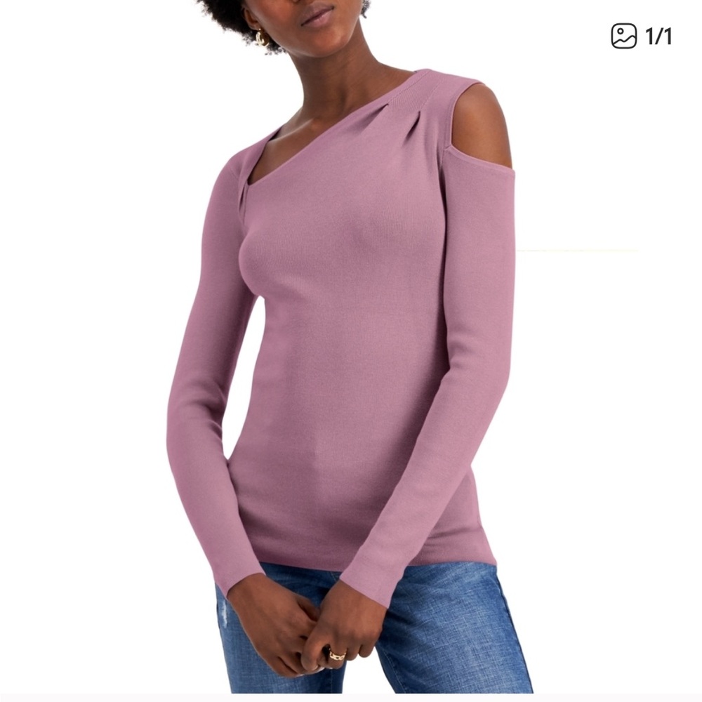 INC asymmetrical cold shoulder sweater Large - Picture 3 of 5
